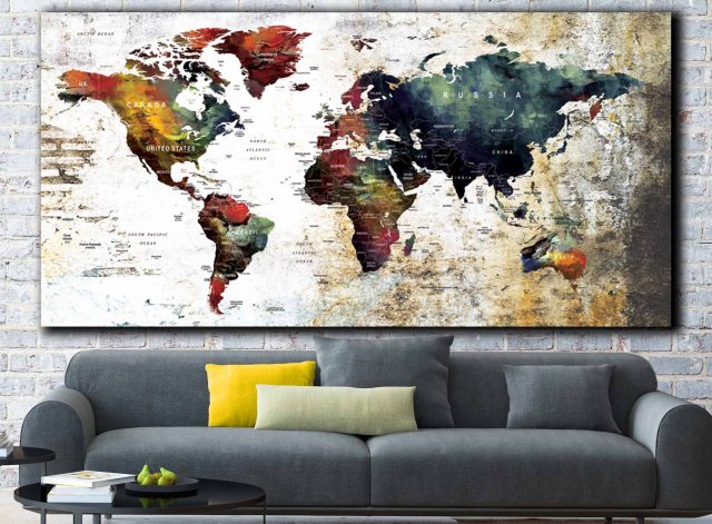 Large World Map As Art