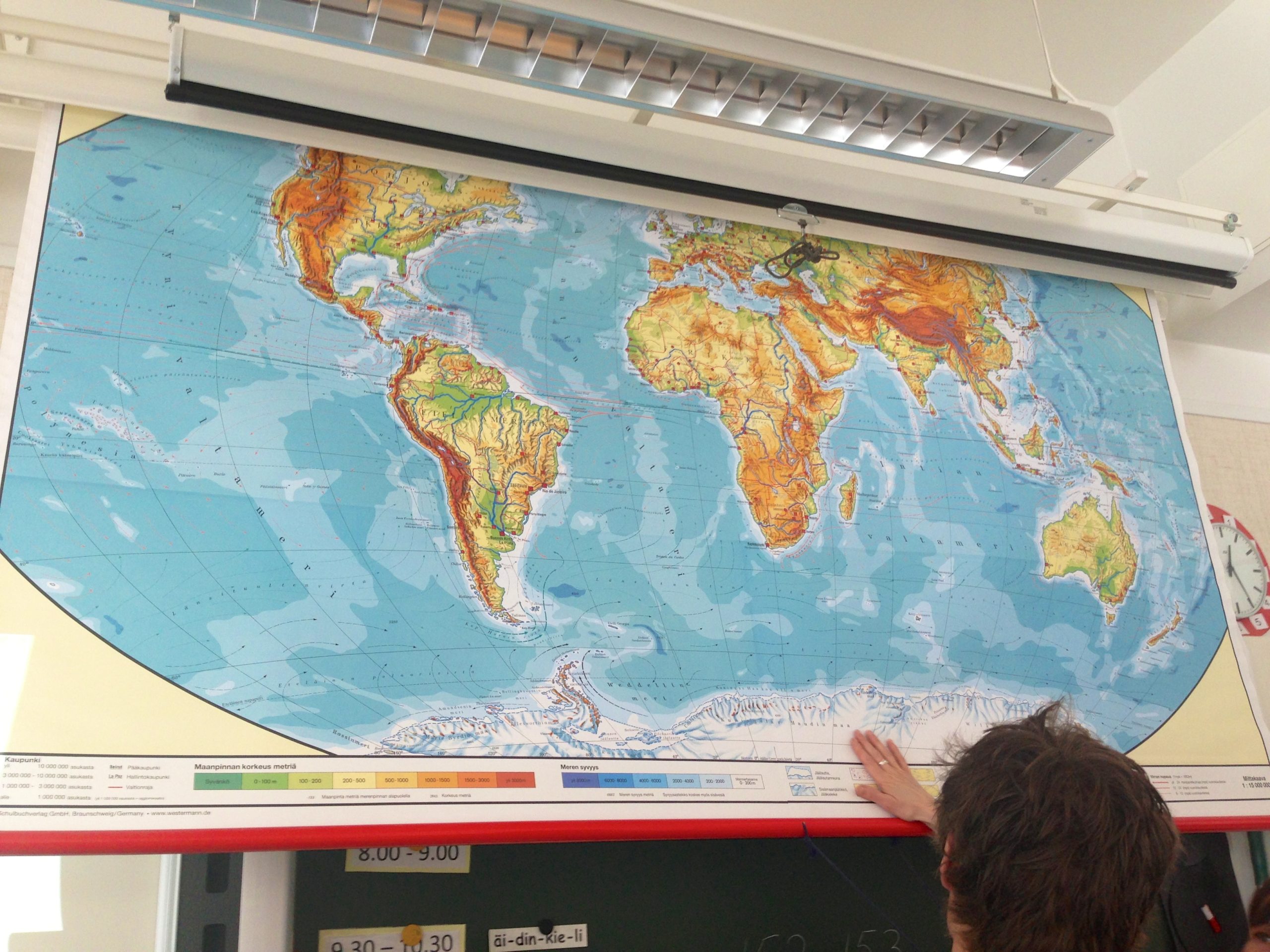 pull down world map Every Classroom Needs A Pull Down Map Buzztowns pull down world map