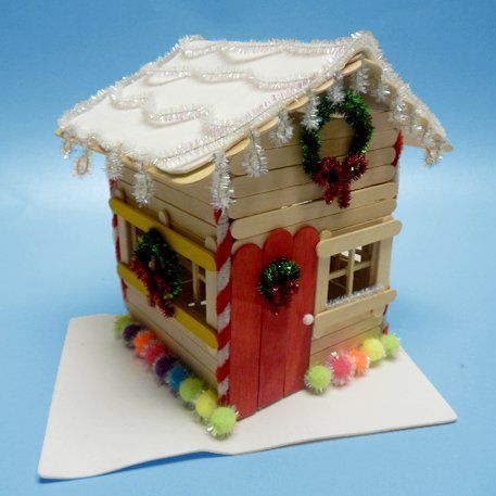 Popsicle Stick Gingerbread House diy