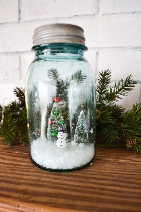 Snow Mason Jars for christmas