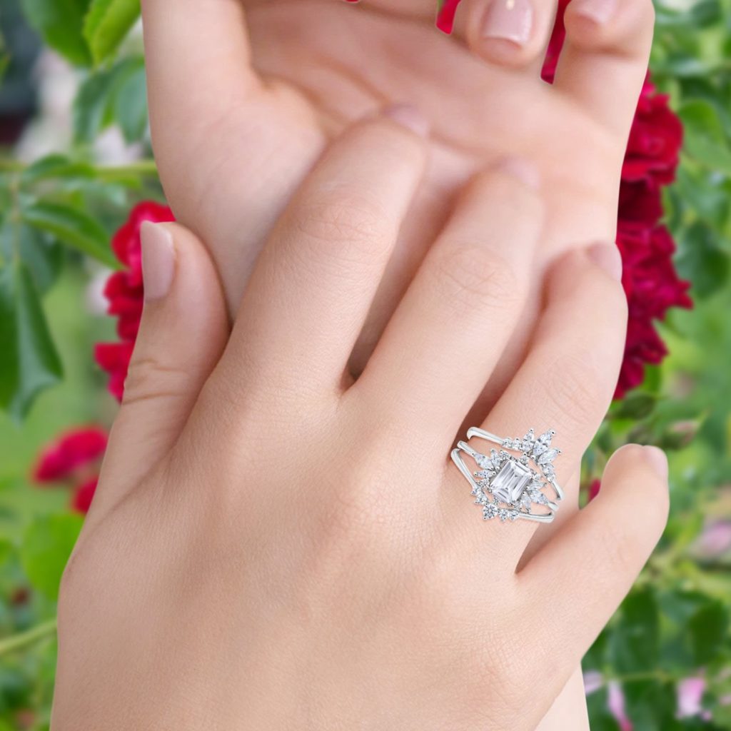 White Gold Diamond Three-Piece Wedding Ring