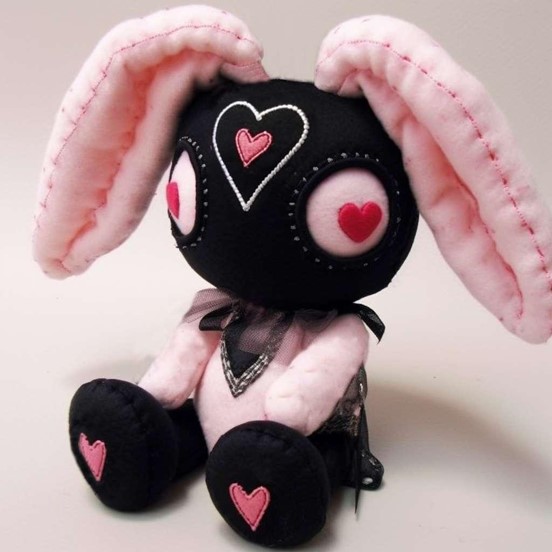 Black Cute Emo Plush Bunny Plush