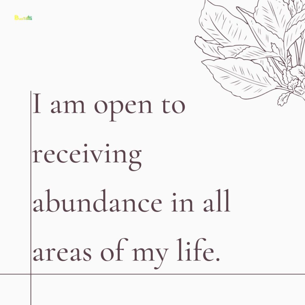 I am open to receiving abundance in all areas of my life.