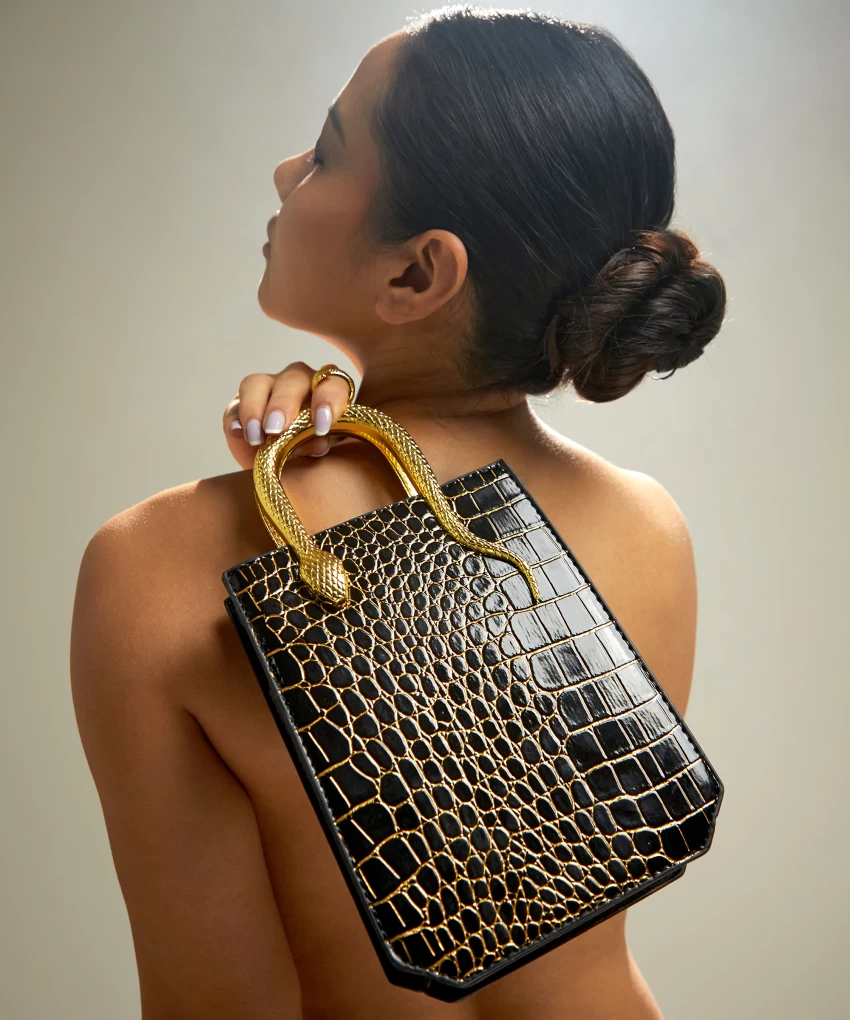Black Women Messenger Bag Women's Serpant Hand Bag