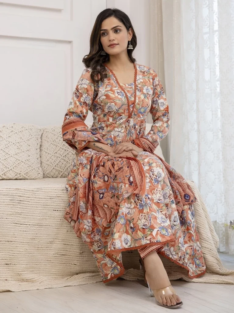 Women Cotton Rayon Kurta Pant Dupatta Set