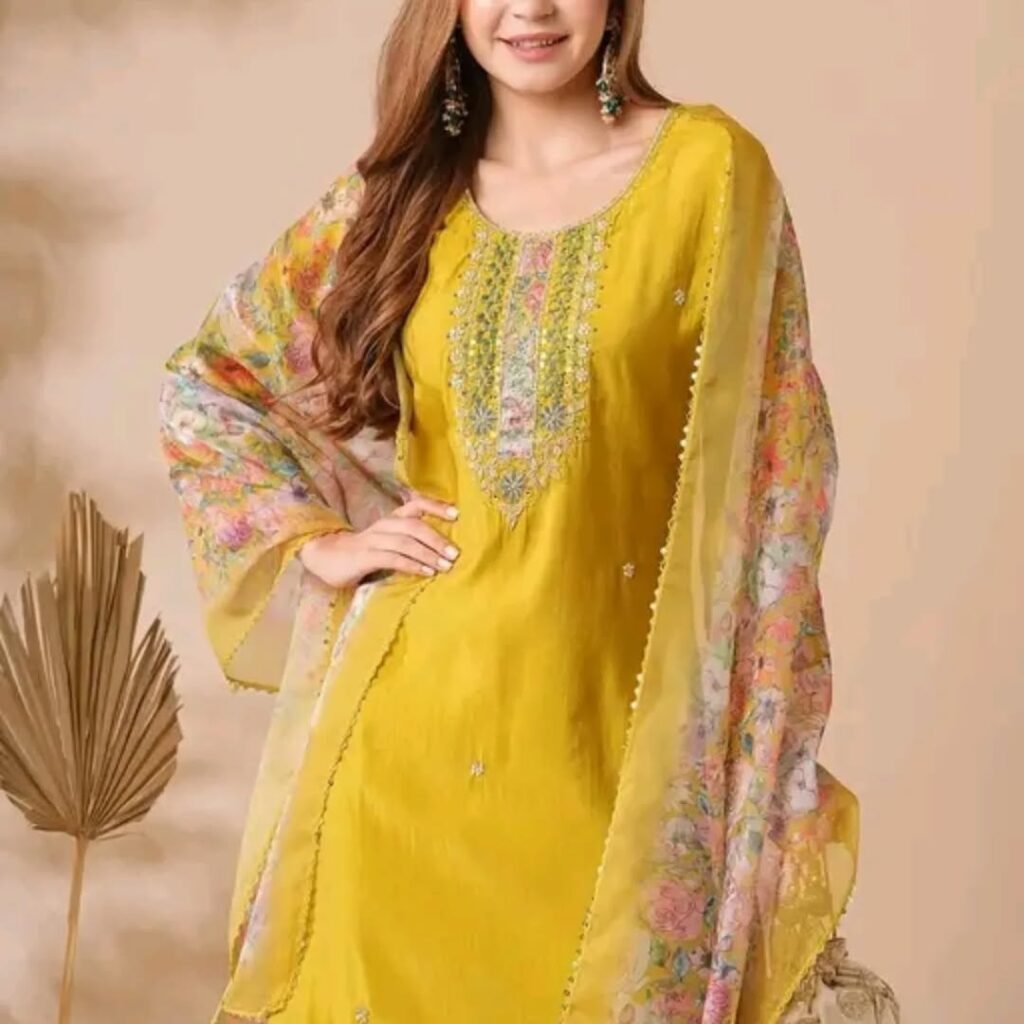 Women Pure Cotton Kurta Pant Dupatta Set