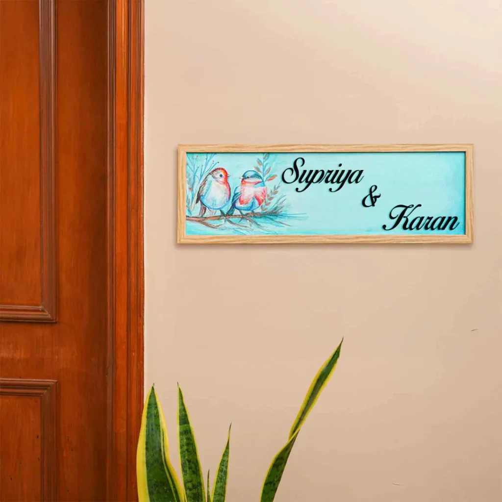 Personalized Name Plate with Decorative Love Birds