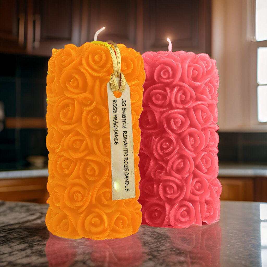 Rose shape pillar candle