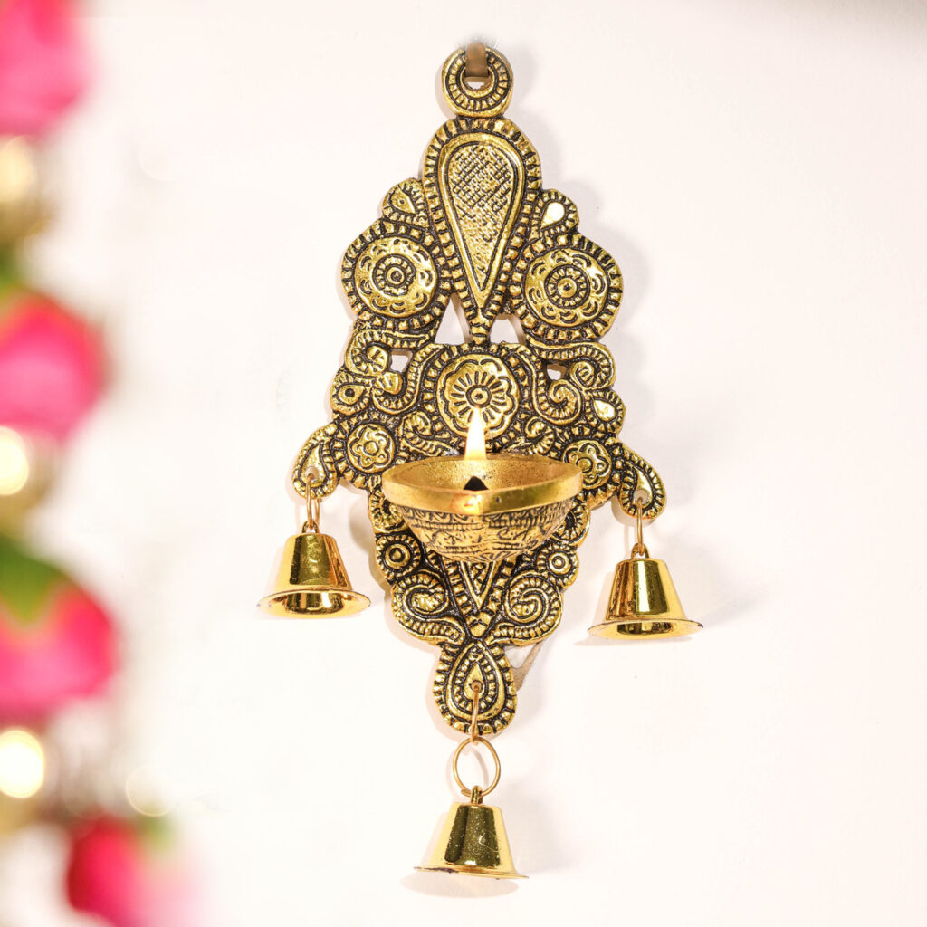 Traditional Diwali Brass Finished Aluminium Hanging Diya