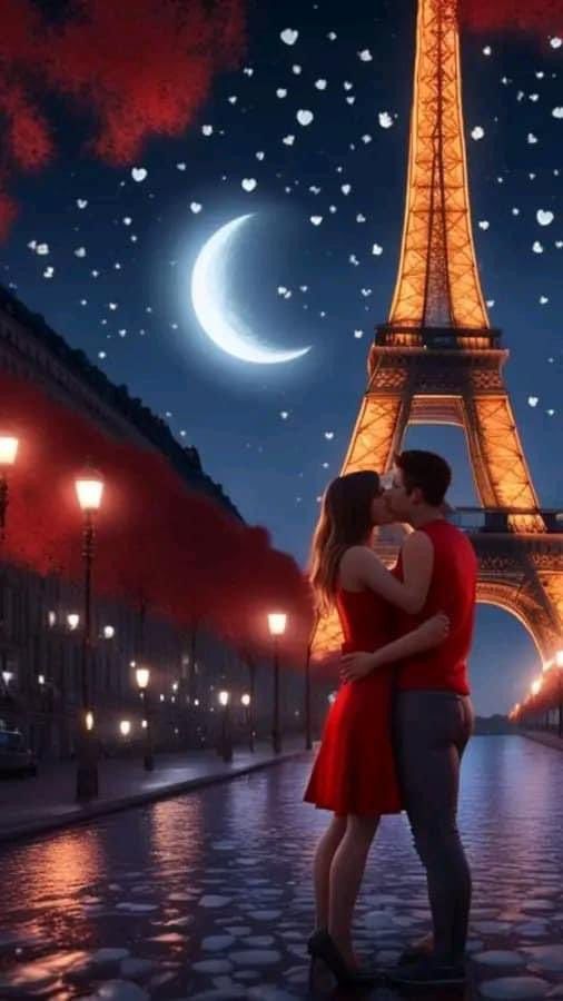Kiss in front of the landmark