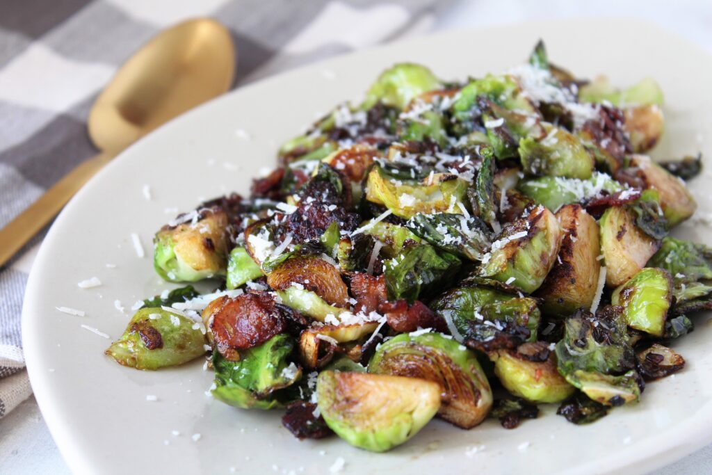 Roasted Brussels Sprouts with Balsamic Glaze and Bacon