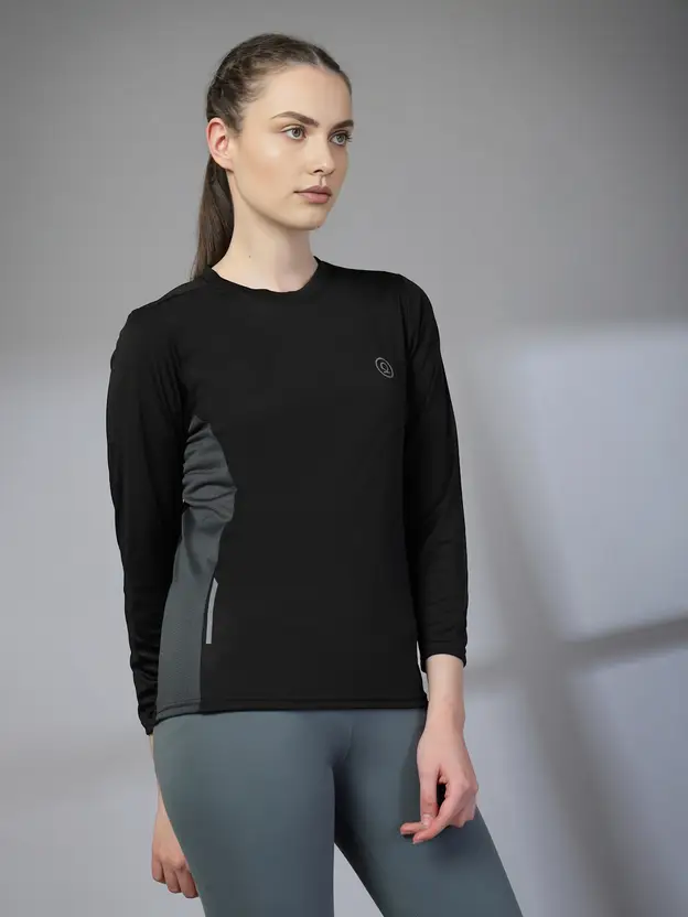 Round Neck Polyester Black T-Shirt