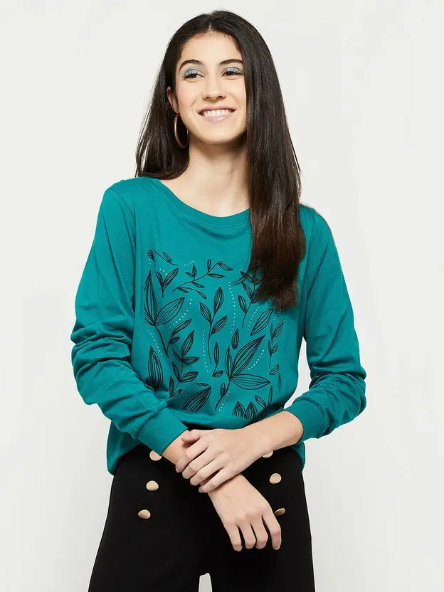 Round Neck Pure Cotton Green, Black T-Shirt