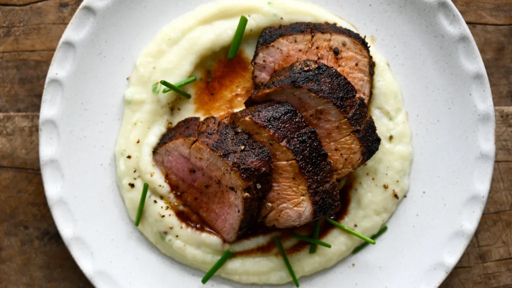 Grilled Pork Tenderloin with Mashed Cauliflower