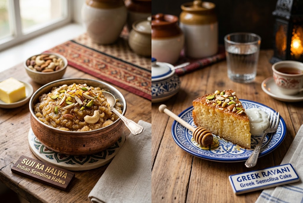 Suji Ka Halwa vs. Greek Ravani